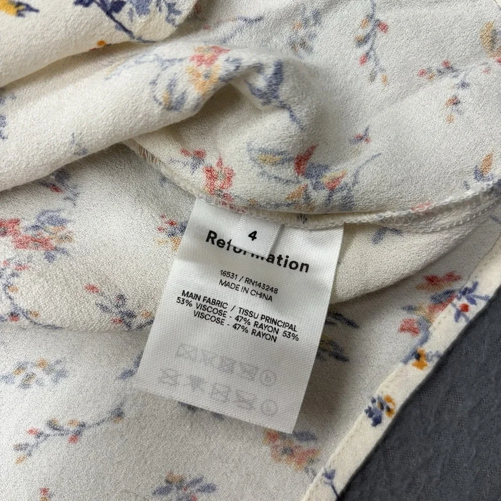 Reformation Pulglia Mini Dress Size 4 Off White Floral Feminine Dainty Romantic